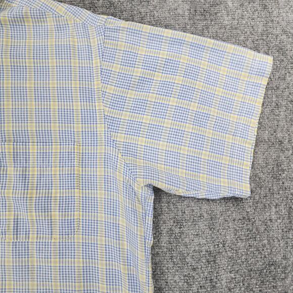 Vintage Brooks Brothers Shirt Mens Large Blue Yellow Plaid Woven Button Down USA - Picture 12 of 12